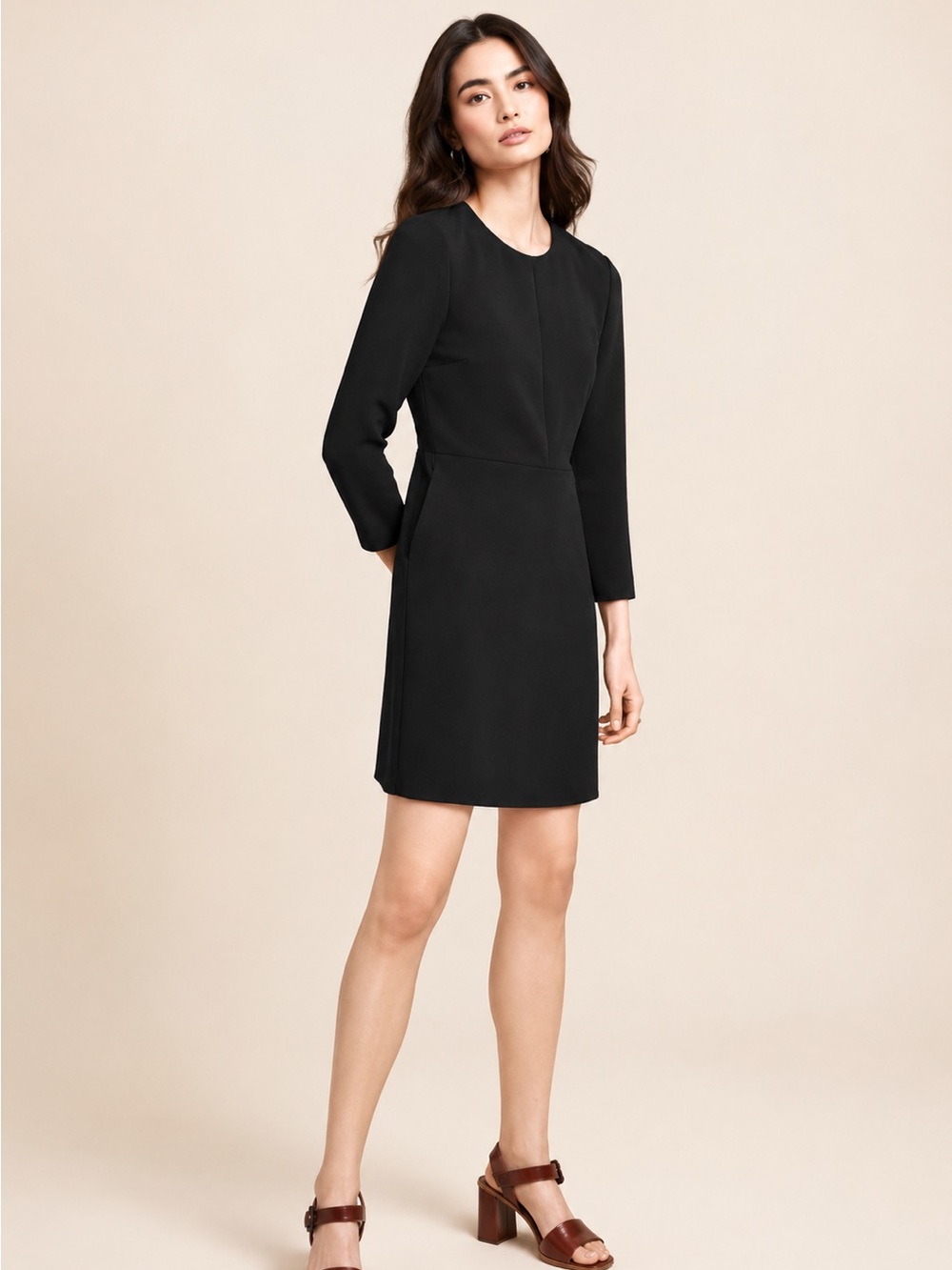Wilfred Vilard Dress in Black / Long-Sleeve Black Sheath Dress from Aritzia